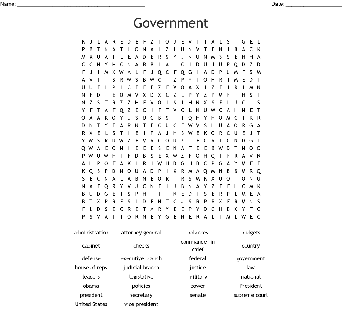 Government Word Search - Wordmint