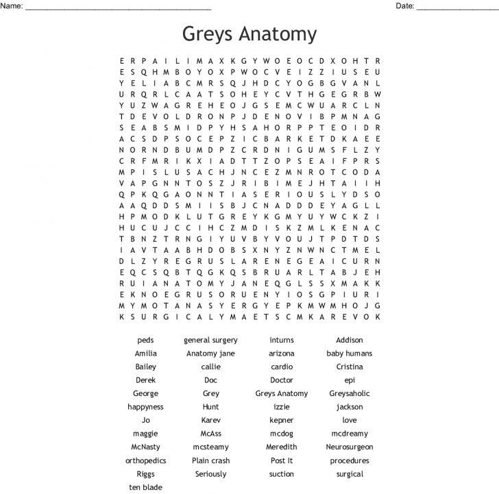 Anatomy Word Search Printable