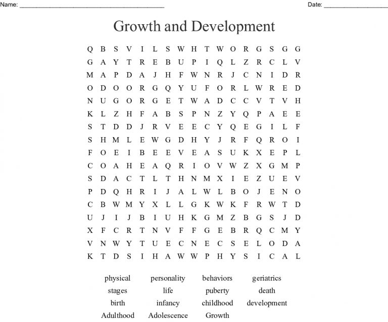 Child Development Word Search