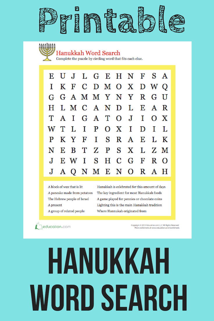 Hanukkah Word Search | Holiday Words, Hanukkah For Kids