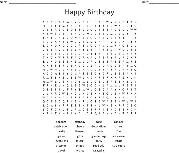 Happy Birthday Word Search - Wordmint - Word Search Printable