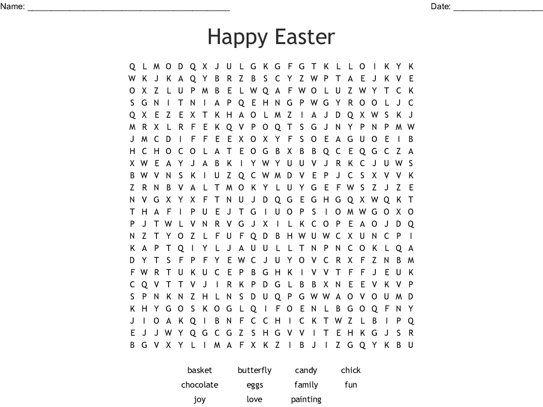 Happy Easter Word Search - Wordmint