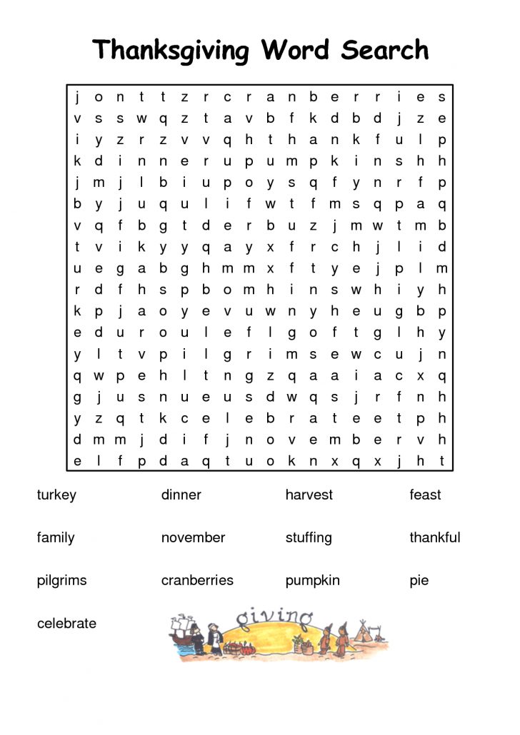 Thanksgiving Word Search Hard Printable