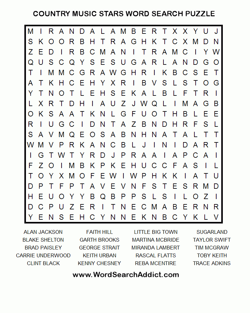 Printable Word Search Puzzles For Seniors