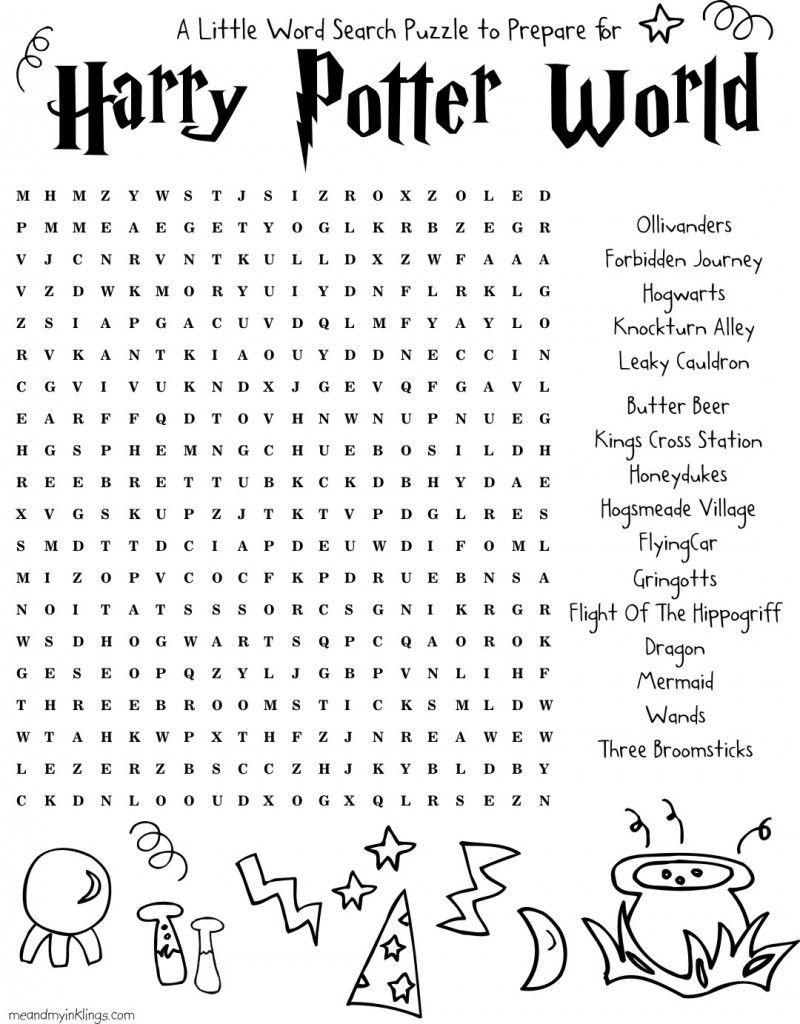 harry potter spells crossword puzzle printable