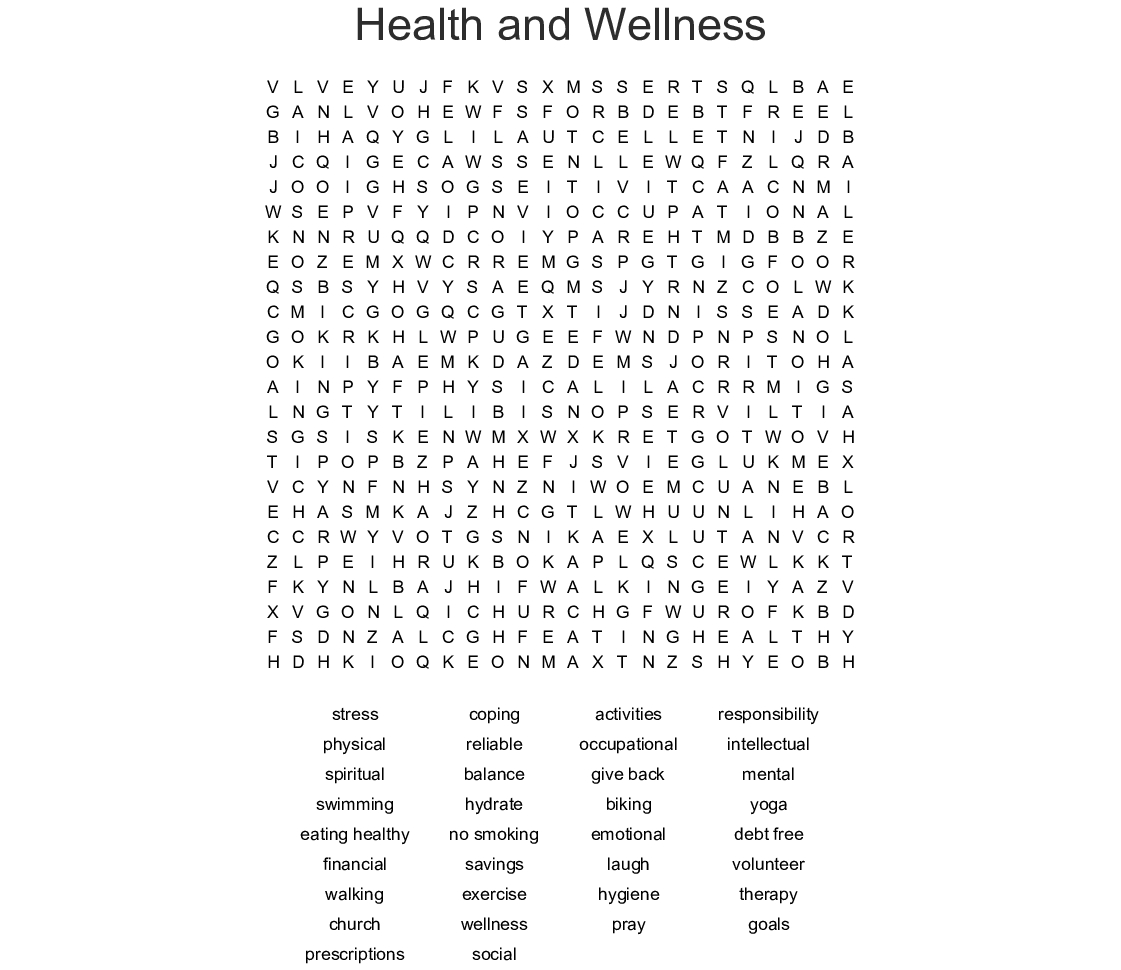 Therapy Word Search Printable