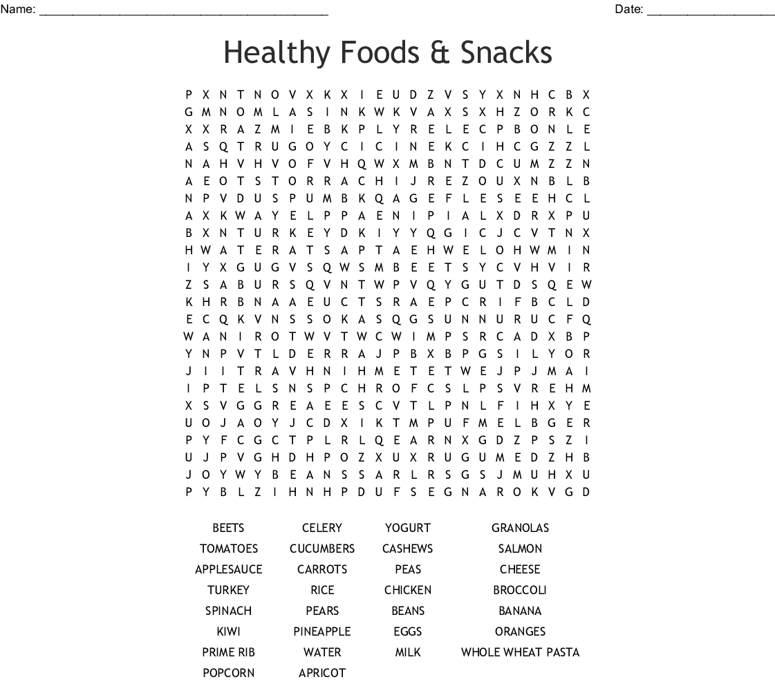 Healthy Eating Word Search Wordmint Word Search Printable