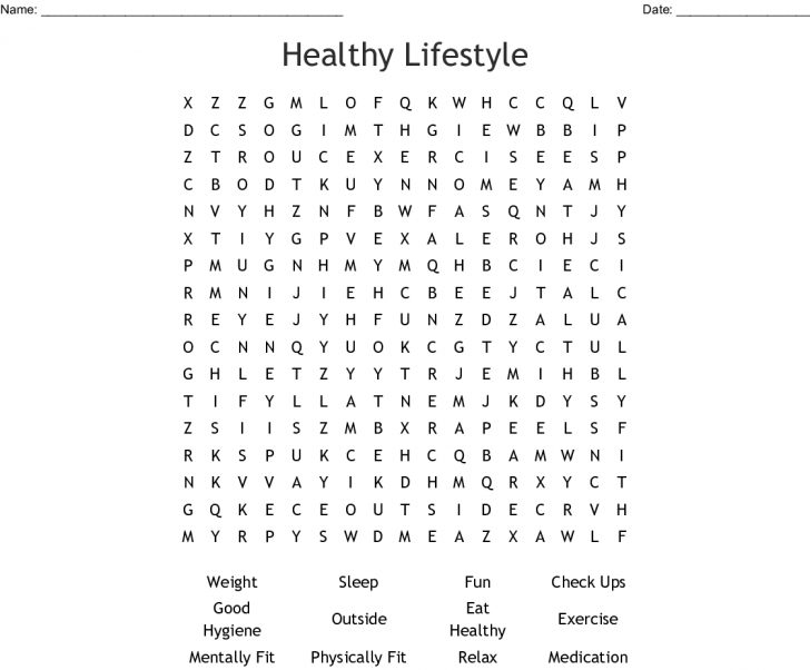 Healthy Living Word Search Printable