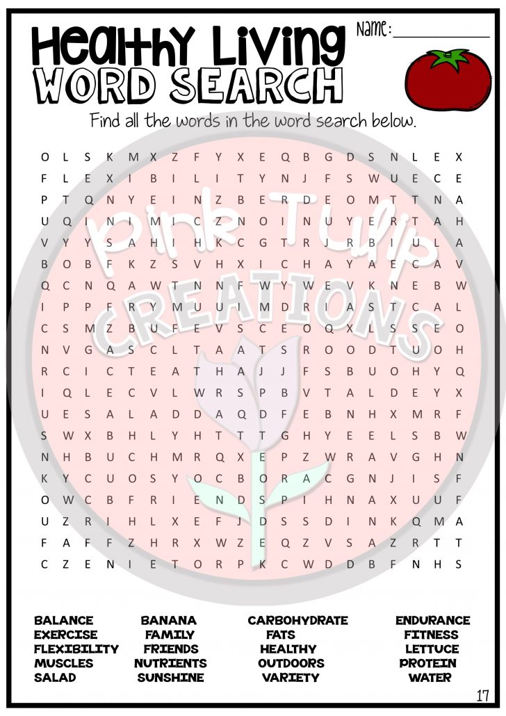 Healthy Food Word Search Free Printable