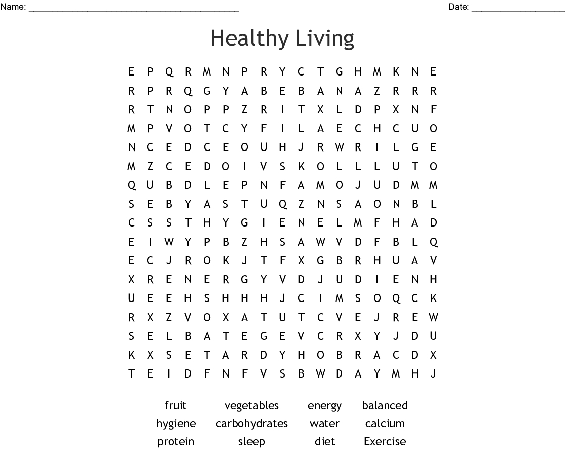 Healthy Living Word Search - Wordmint