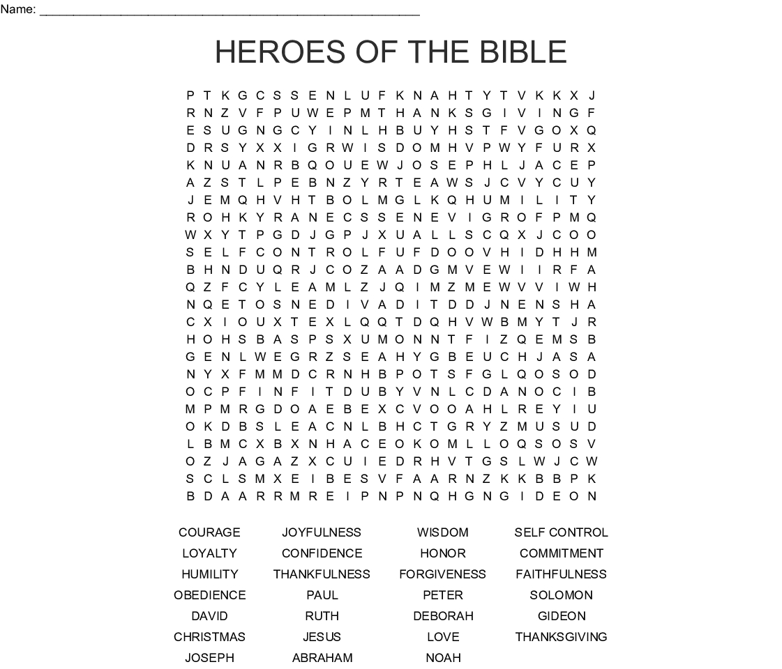 Heroes Of The Bible Word Search - Wordmint