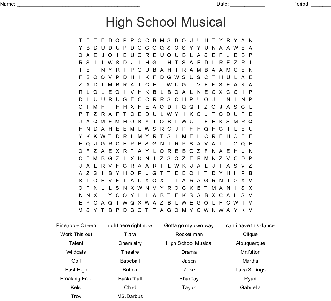 High School Musical Word Search - Wordmint