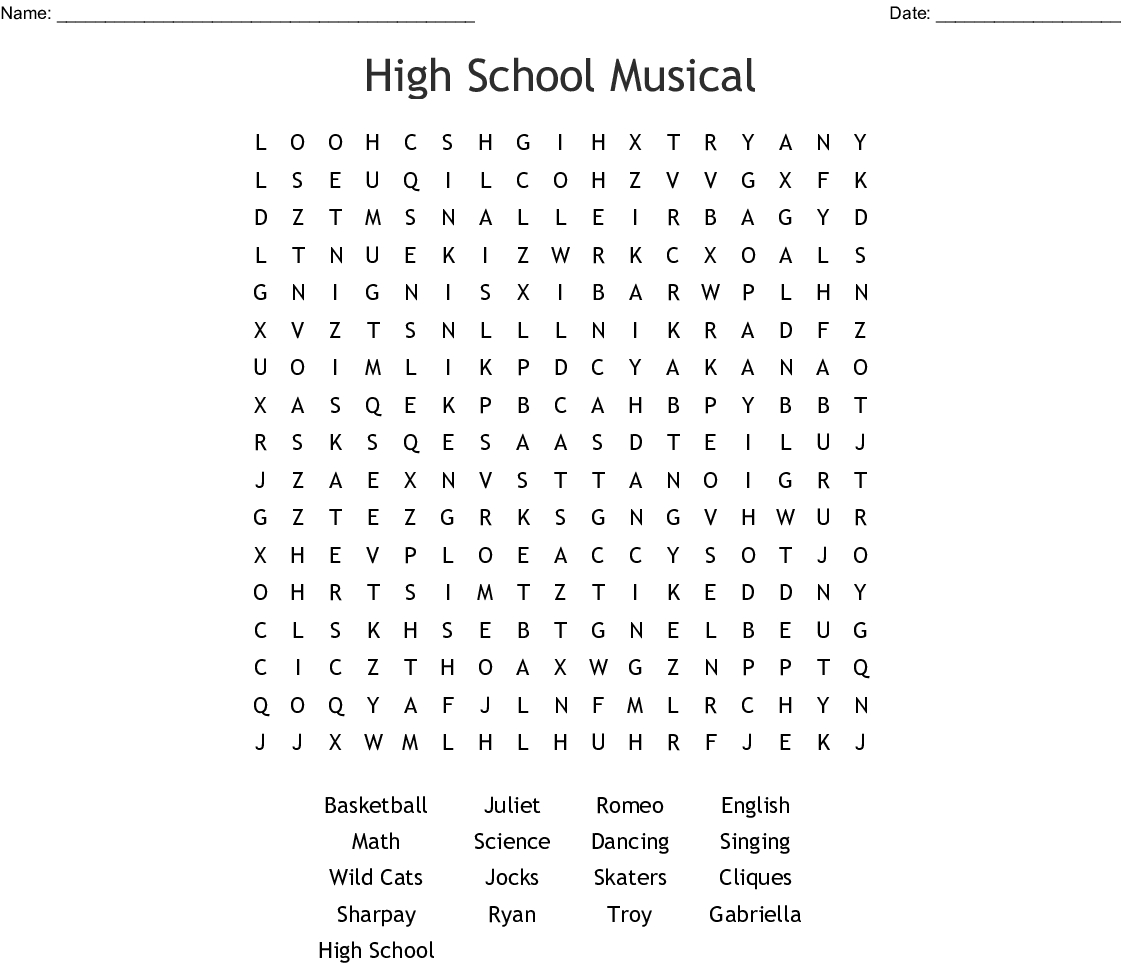 High School Musical Word Search - Wordmint