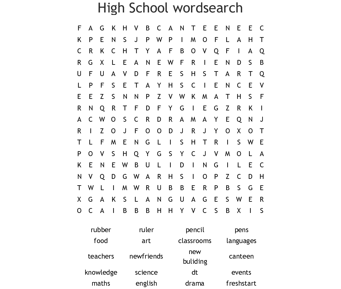 High School Wordsearch - Wordmint