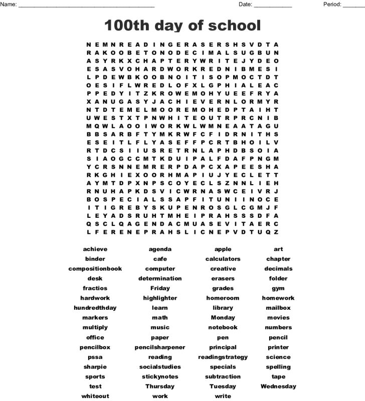 Last Day Of School Word Search Printable