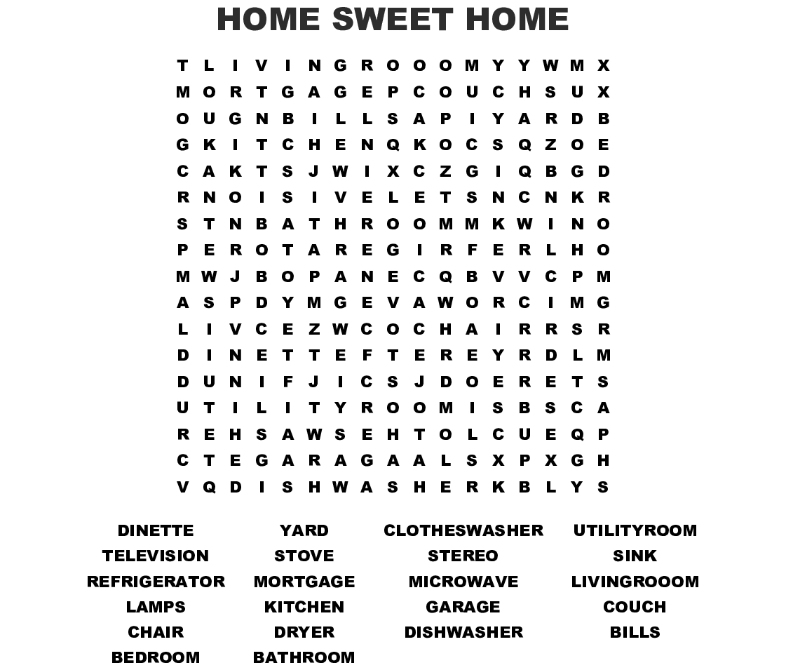 Housewarming Word Search - Wordmint