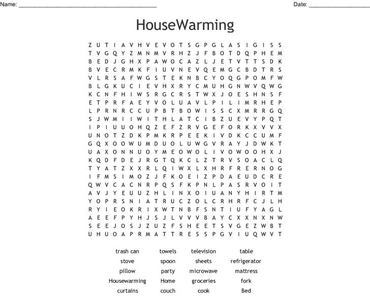Housewarming Word Search Printables Free