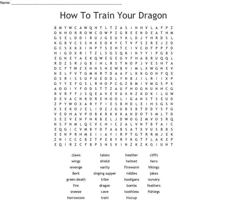 Dragon Word Search Printable