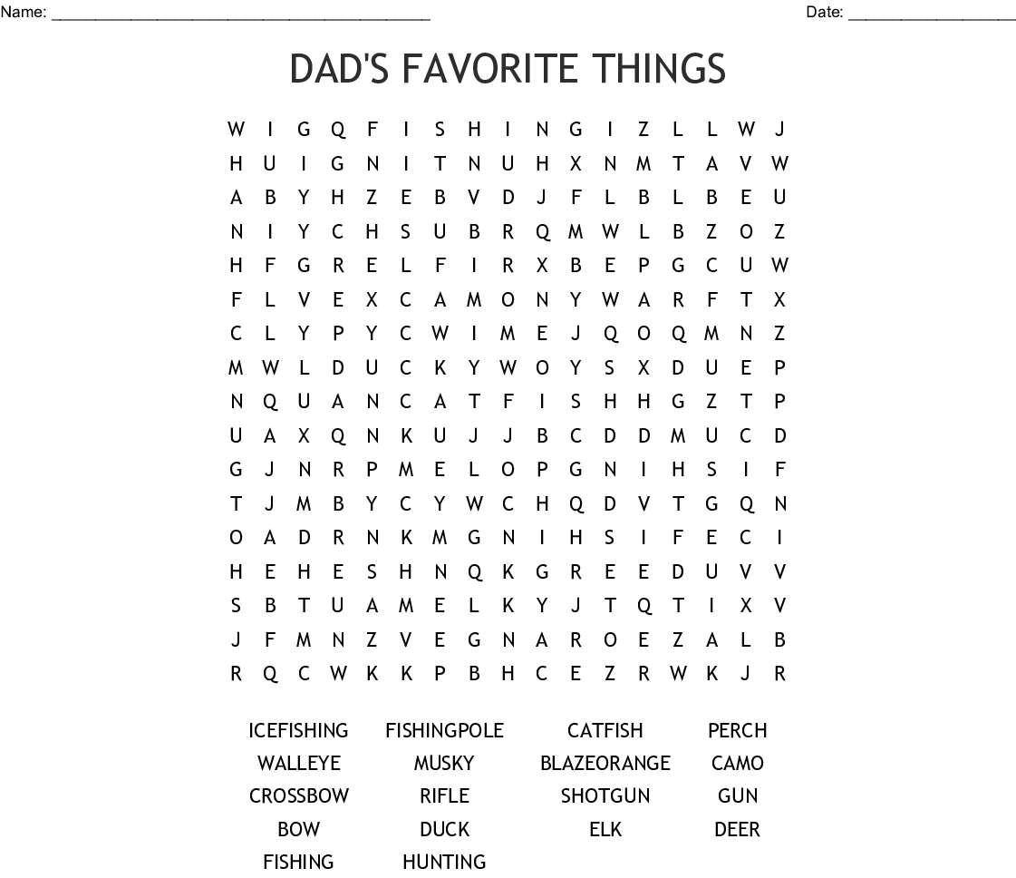 Hunting And Fishing Word Search - Wordmint