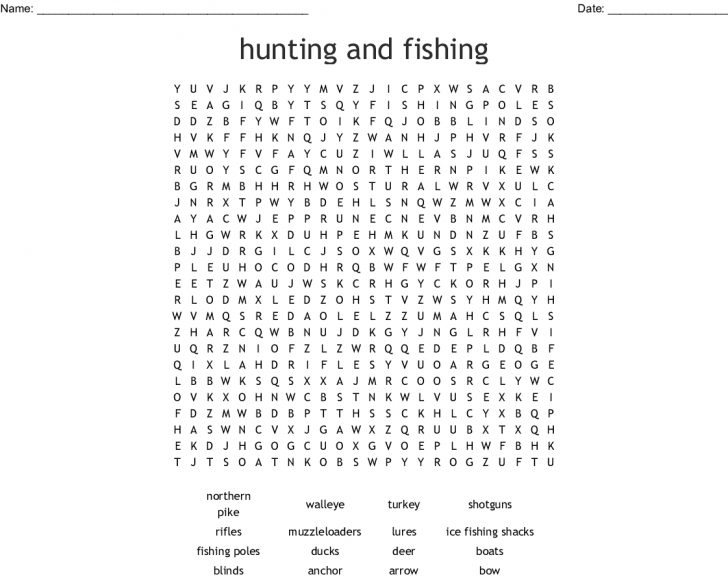 Hunting And Fishing Word Search Wordmint Word Search Printable
