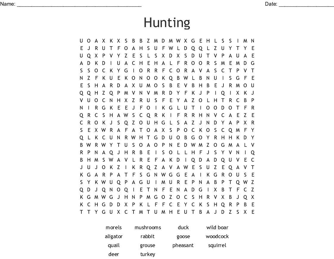 Hunting Word Search - Wordmint