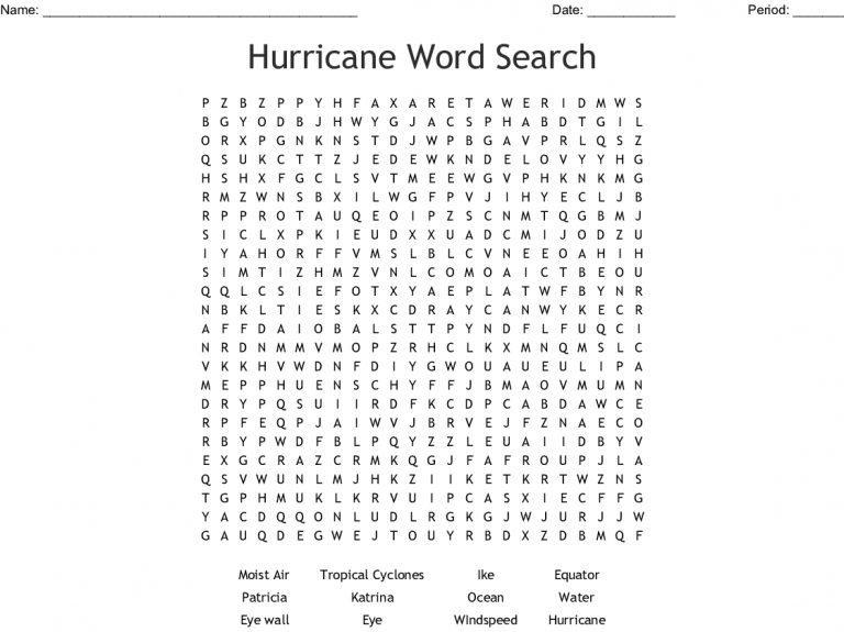 Hurricanes Word Search - Wordmint - Word Search Printable