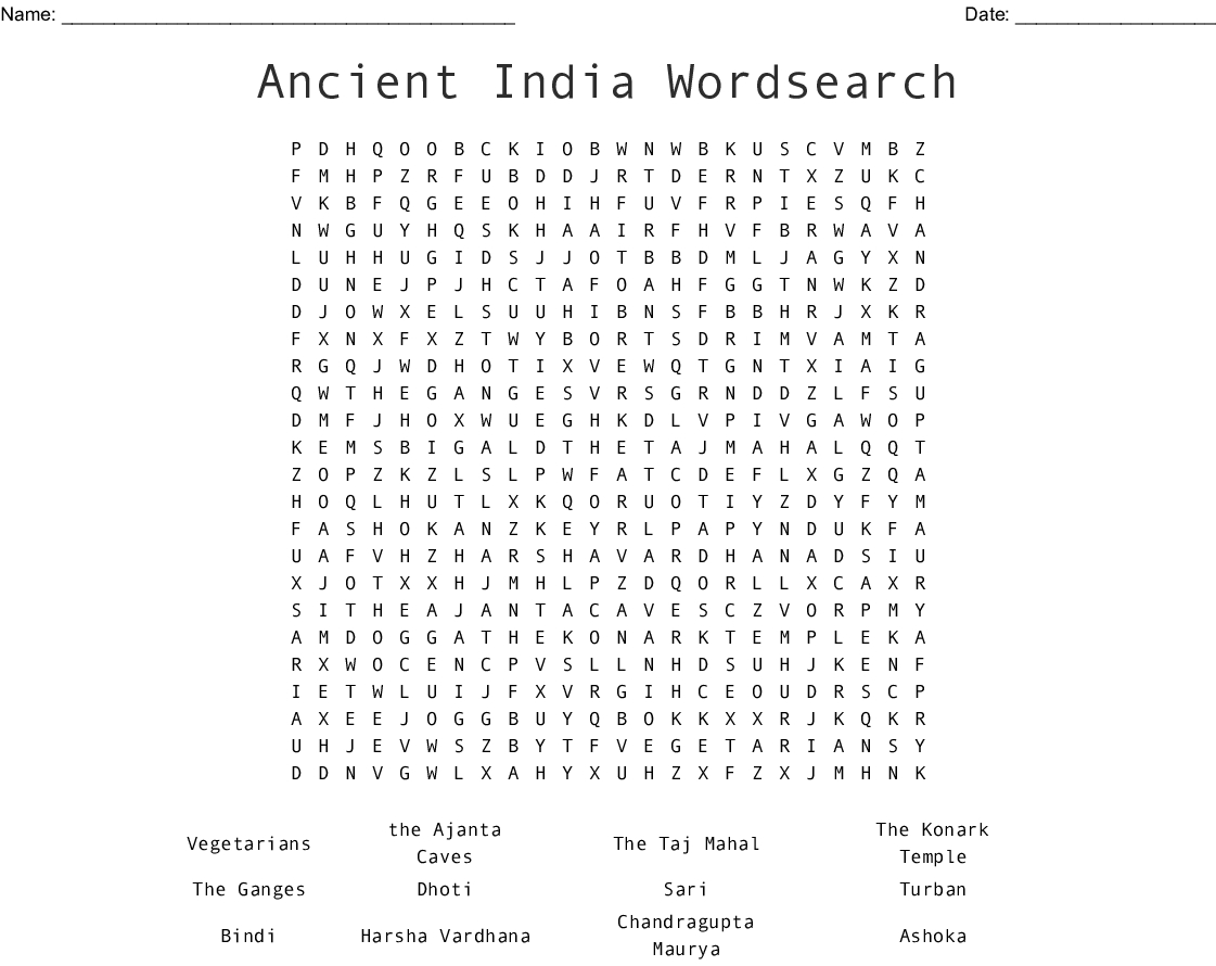 India Wordsearch - Wordmint