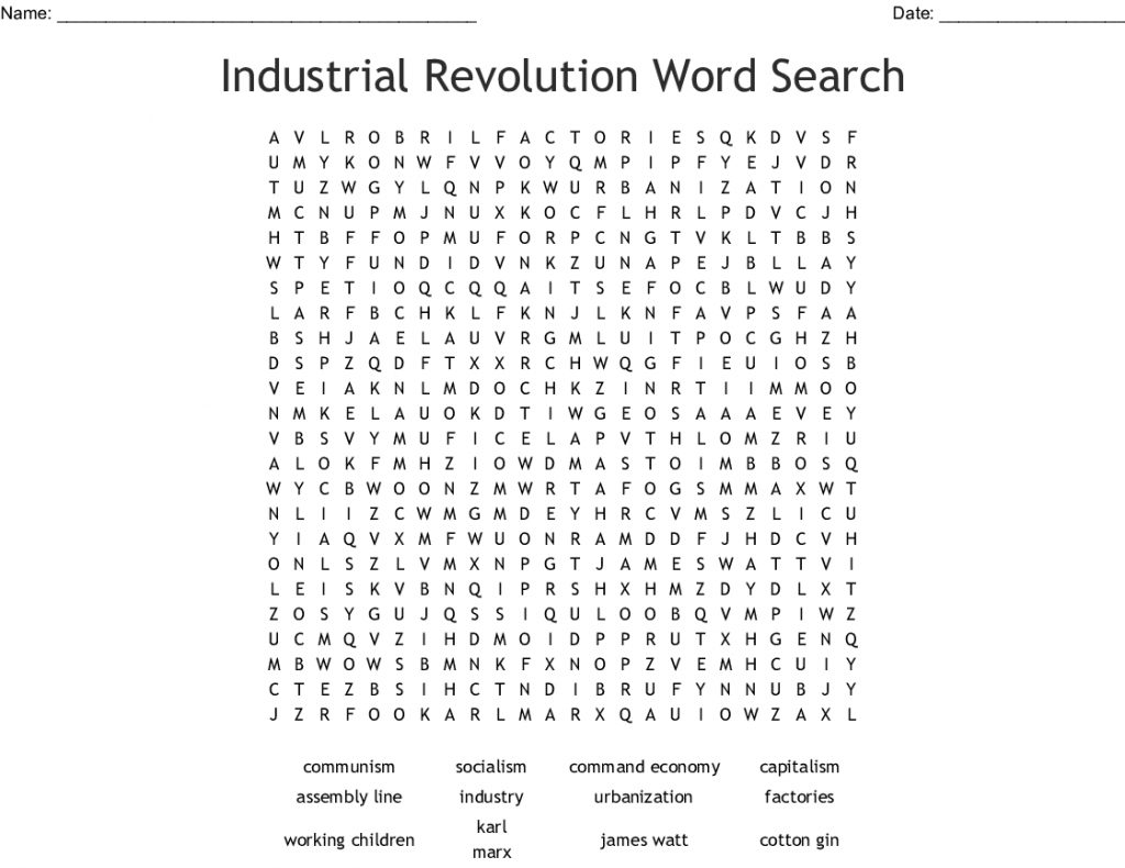 Industrial Revolution Word Search Wordmint Word Search Printable