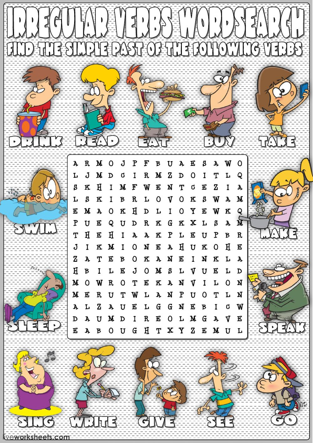 Irregular Verbs Wordsearch - Interactive Worksheet