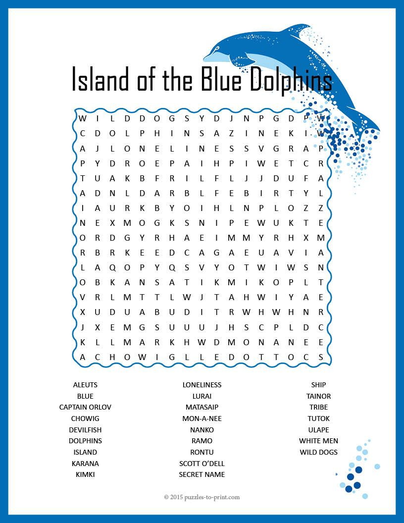 Dolphin Word Search Printable Word Search Printable