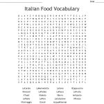 Italian Food Vocabulary Word Search   Wordmint
