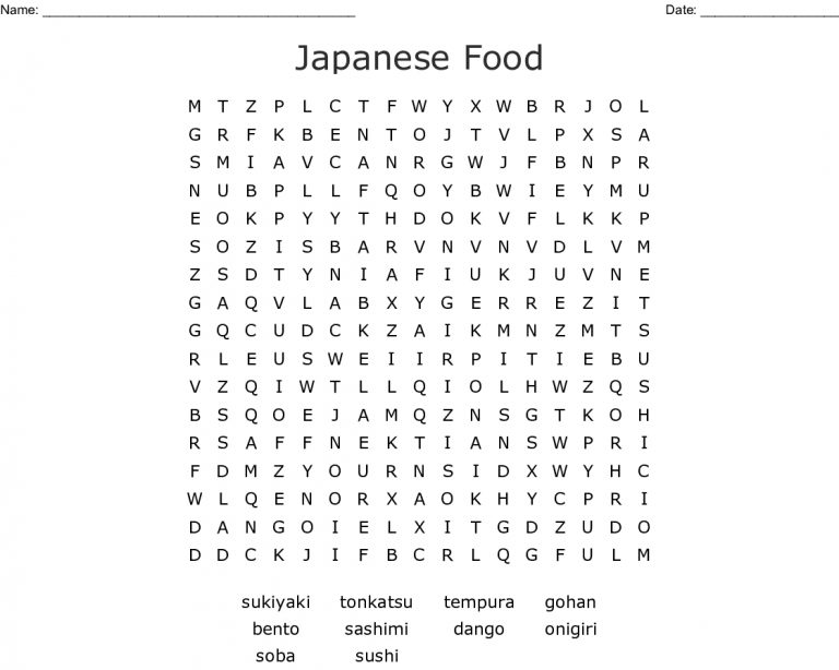 japanese food word search wordmint word search printable