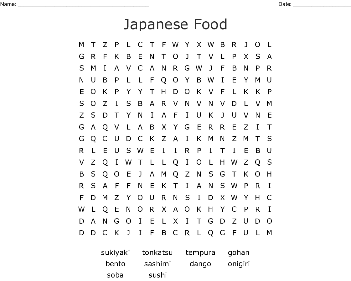 Japanese Food Word Search - Wordmint