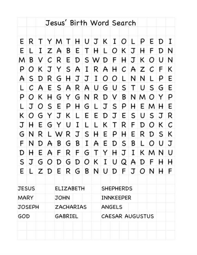 Jesus&amp;#039; Birth Word Search (Free Printable) | Christmas Sunday