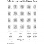 Juliette Low And Girl Scout Law Word Search   Wordmint