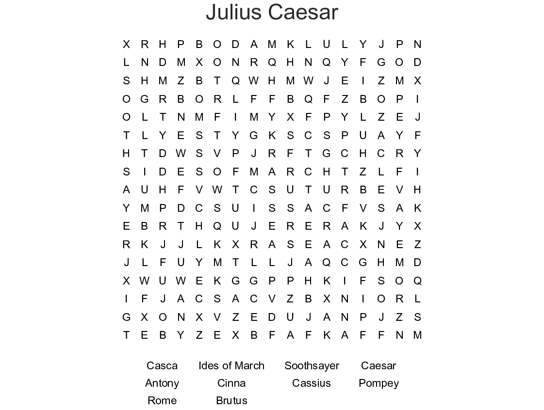 Julius Caesar Word Search Printable Word Search Printable