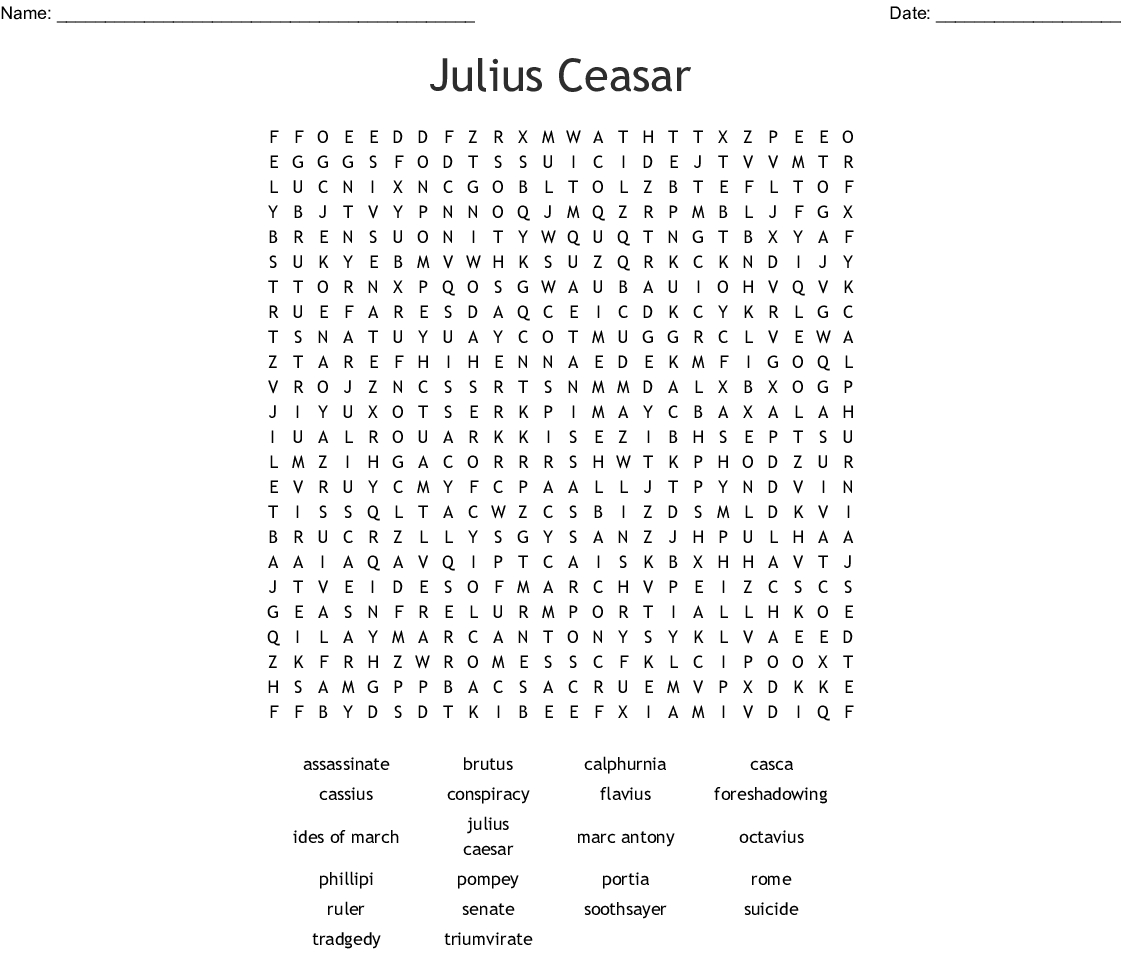 Julius Ceasar Word Search - Wordmint