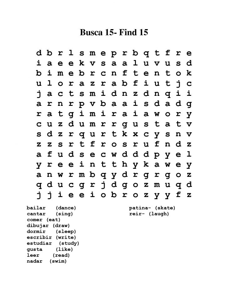Printable Spanish Word Search Puzzles