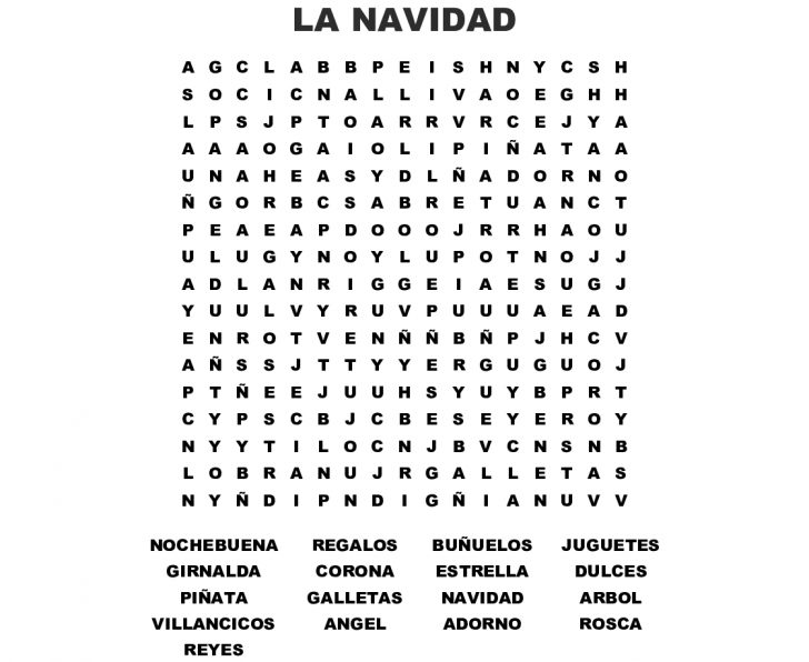 Spanish Christmas Word Search Printable