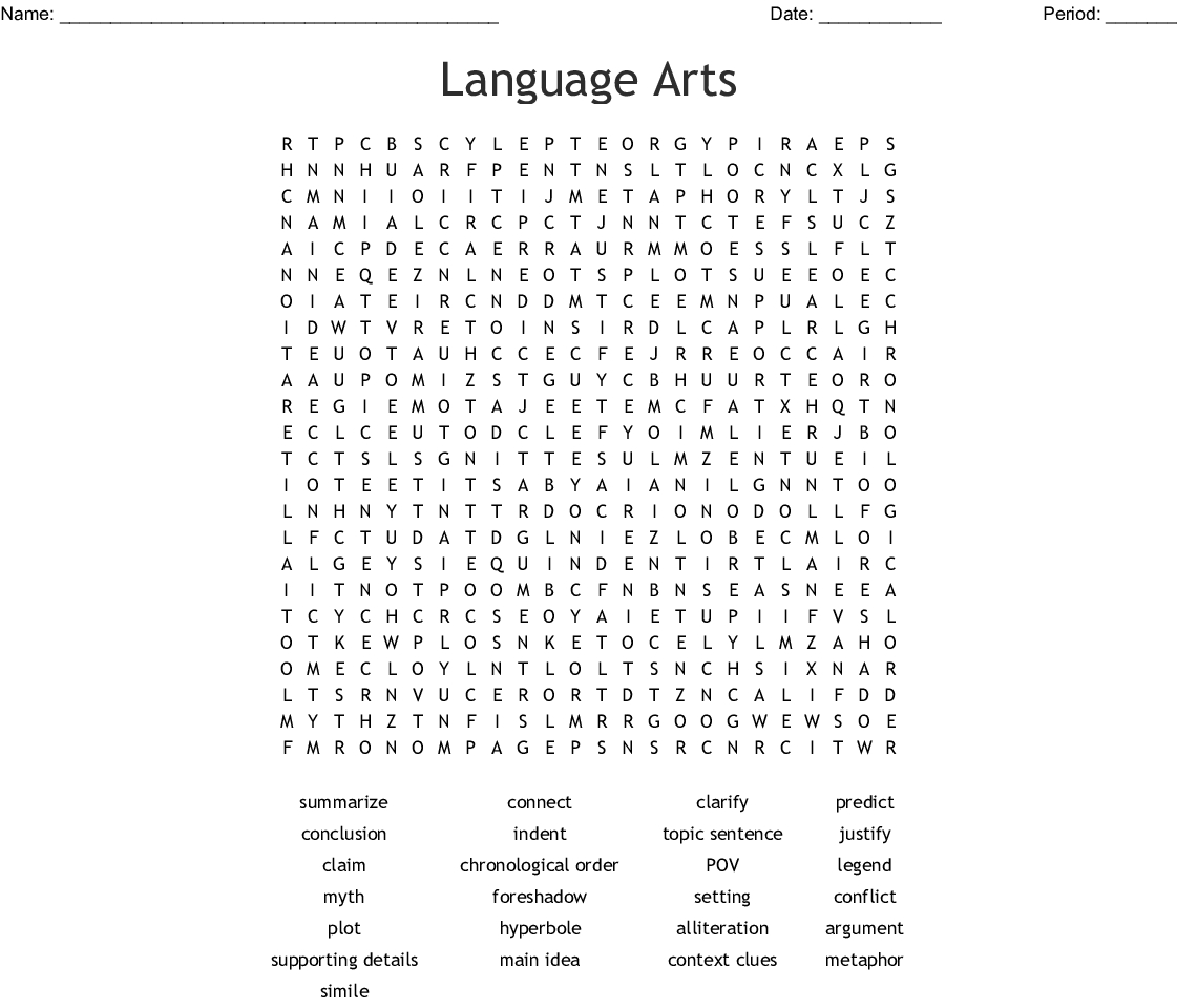 Language Arts Word Search - Wordmint