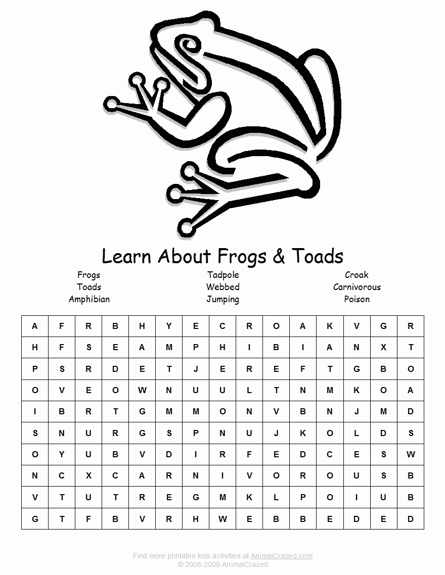 Learn About Frogs Word Search | Create Word Search, Word