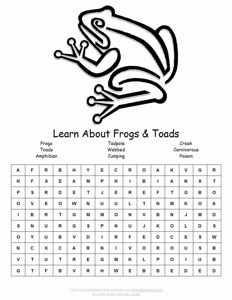 Frog Word Search Activity Let s Get To Know More About Word Search Printable