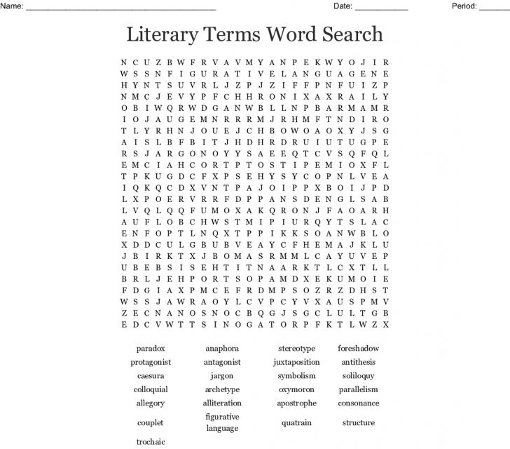 Literary Word Search Printable