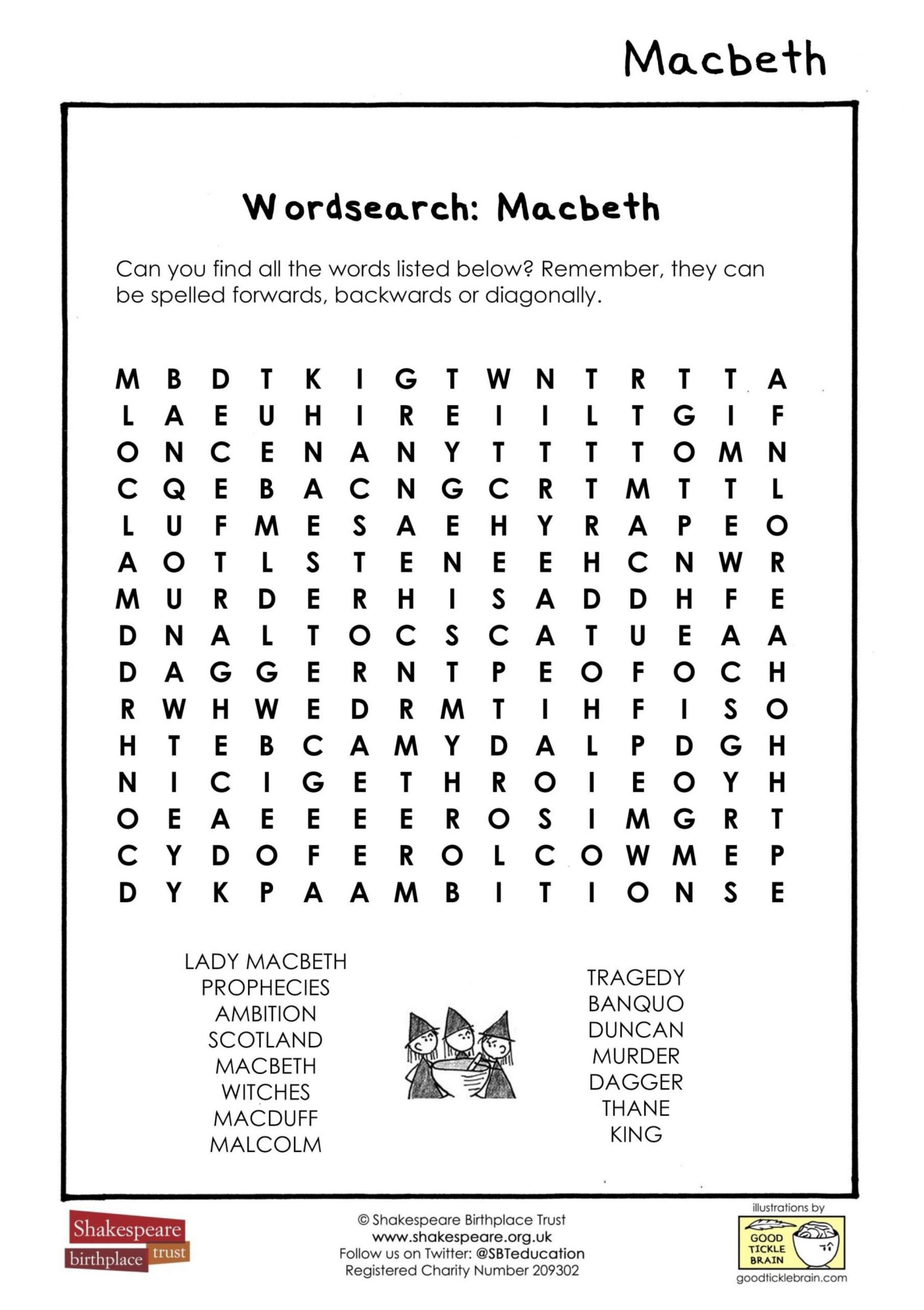 Macbeth Word Search Wordmint Word Search Printable