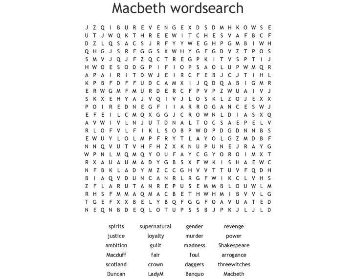 Macbeth Word Search Printable