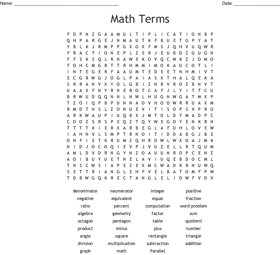 8Th Grade Math Word Search Wordmint Word Search Printable