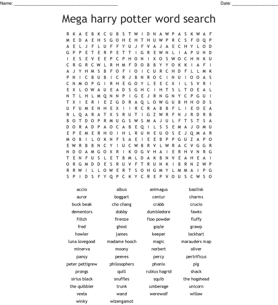 Mega Harry Potter Word Search Wordmint Word Search Printable