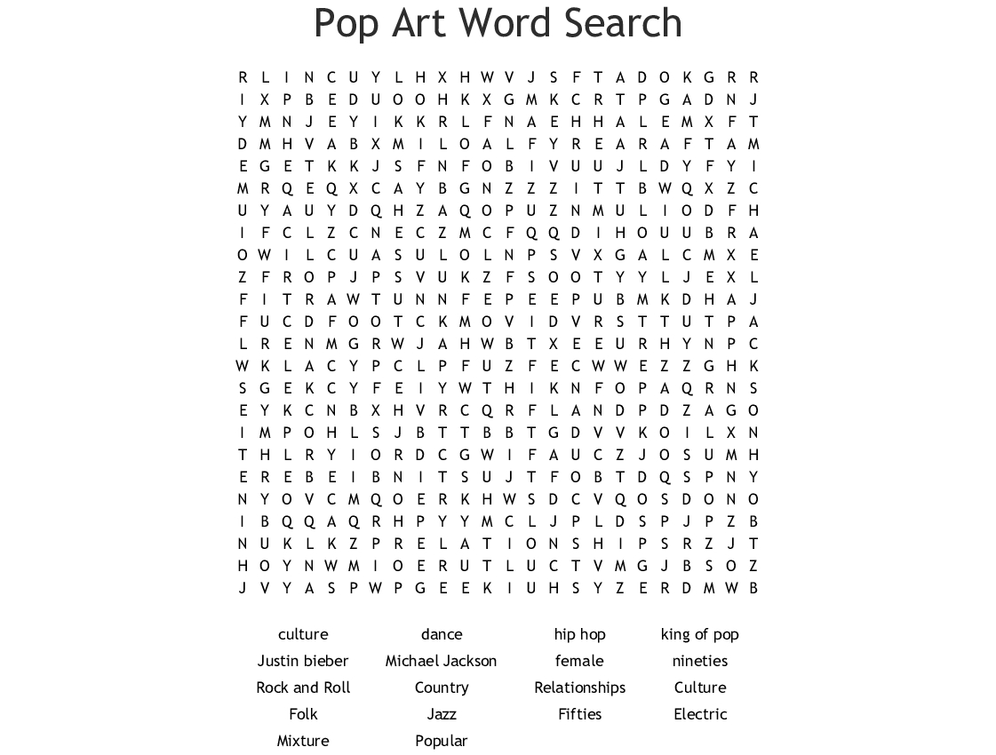 Michael Jackson Word Search - Wordmint