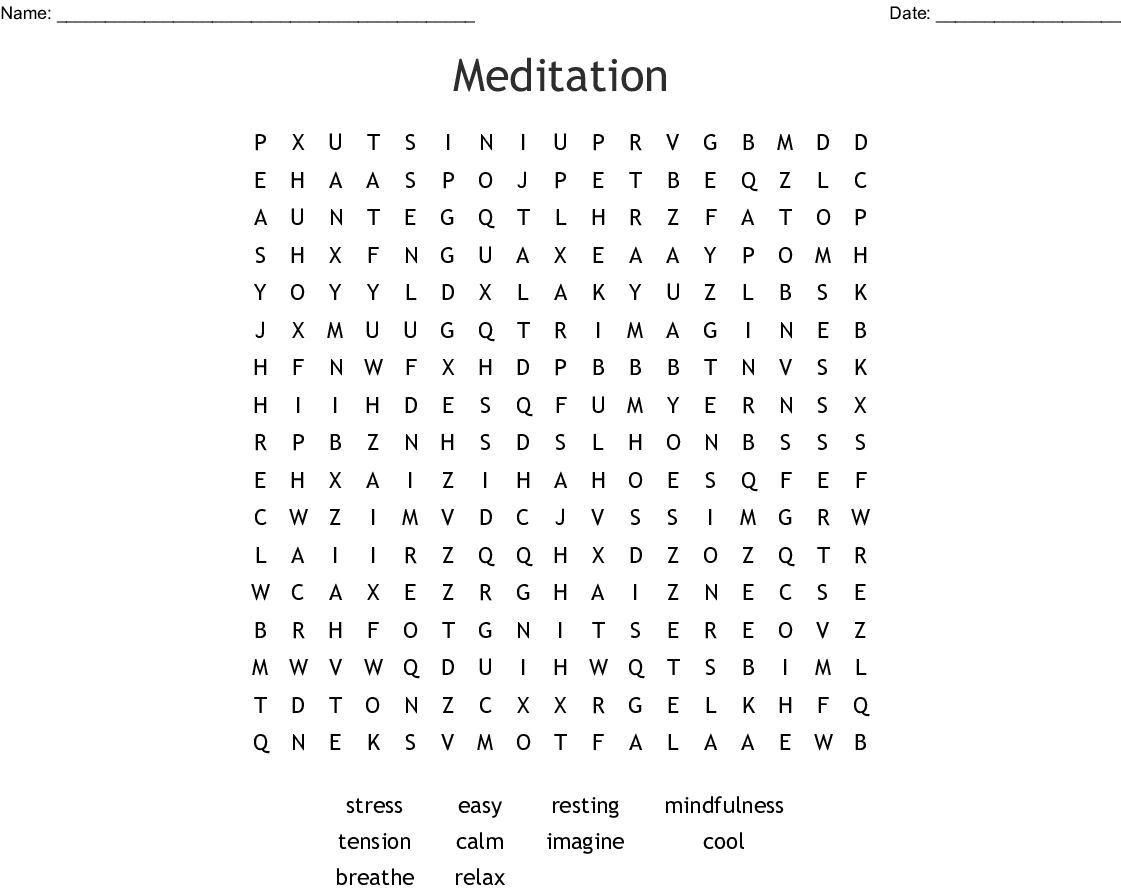 Mindfulness Word Search - Wordmint