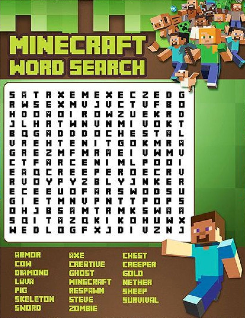 Minecraft Word Search | Minecraft Verjaardagsfeestje